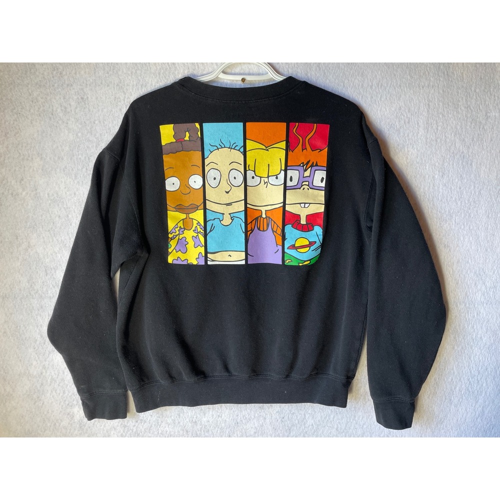 Nickelodeon Rugrats Graphic Sweatshirt Black Large Reptar 90s Cartoon Pullover